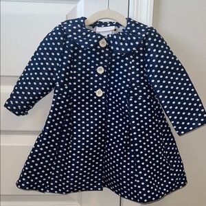 Polka Dot Peacoat Jacket - Navy and White Peter Pan Collar Preppy